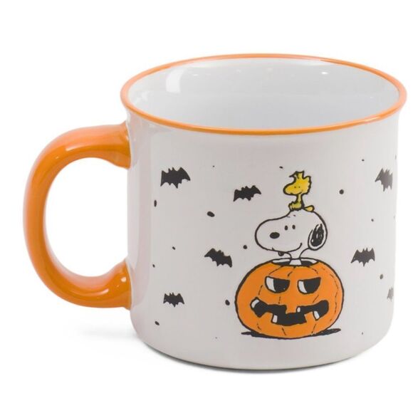 PEANUTS Snoopy Seasonal Mug OS Orange and White Coffee Cup Tea Soup NEW - Picture 1 of 1